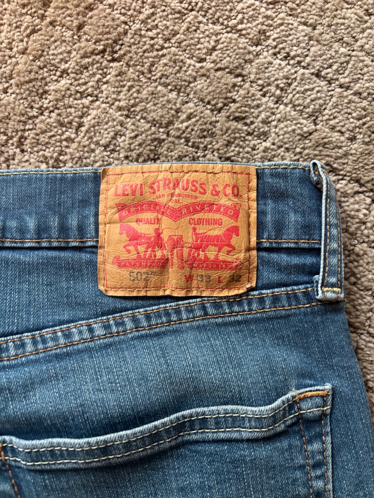 Levi’s Men’s 502 Tapered Jeans Blue Wash Cotton Mid Rise 5-Pocket 33×32