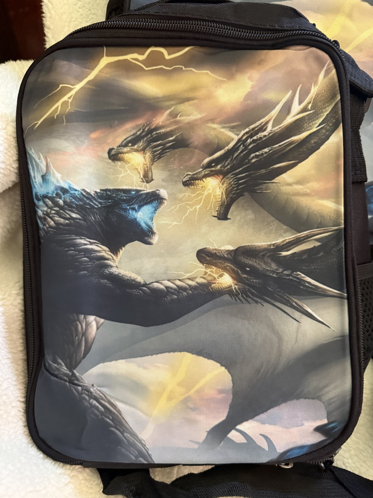 Monster Dragon 17 inch backpack Blue & Black 3 Piece Set