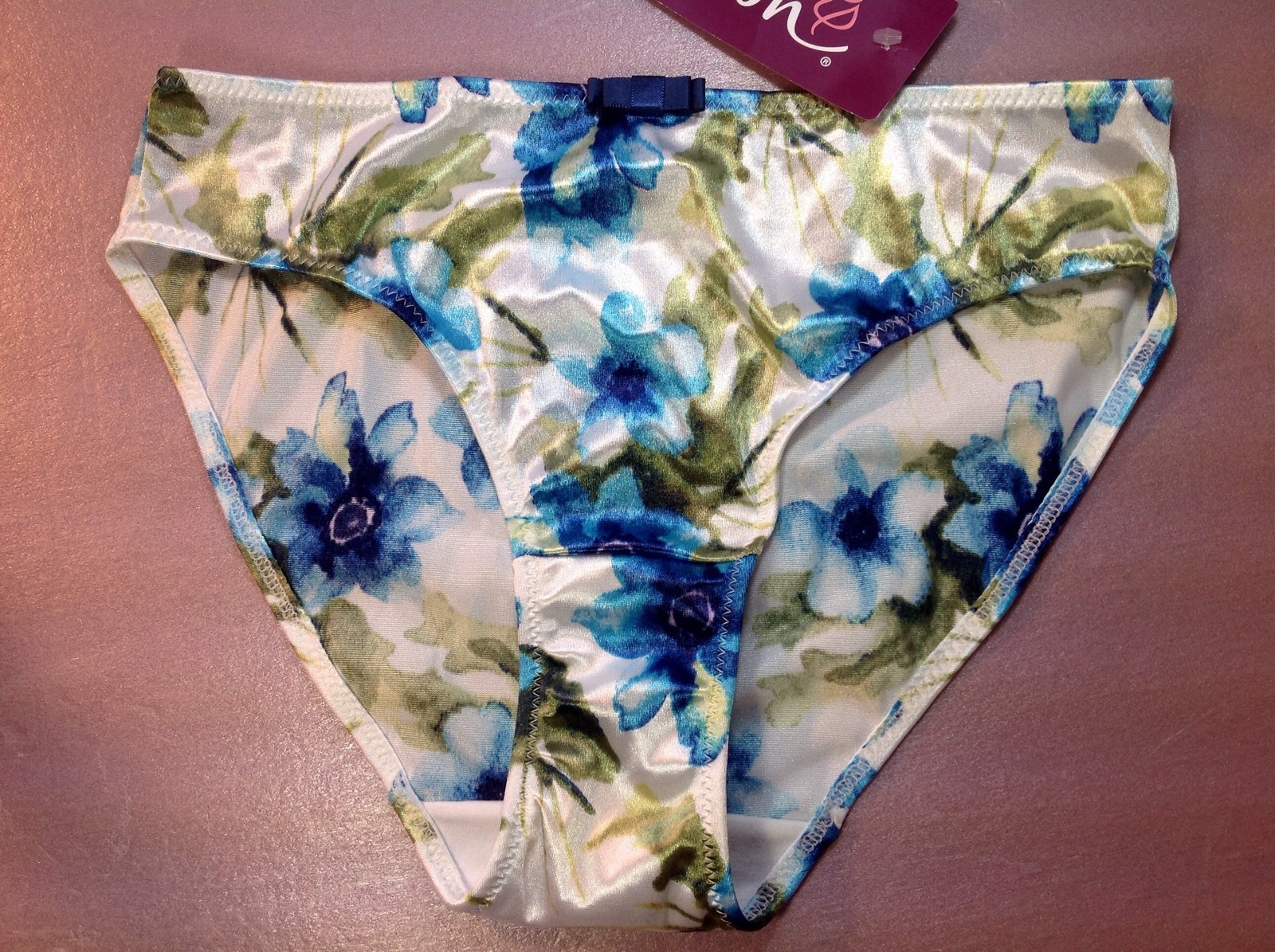 Women Vintage Panties,Bikinis”Ilusion”Size S. Satin Soft SilkyShiny W/decoration