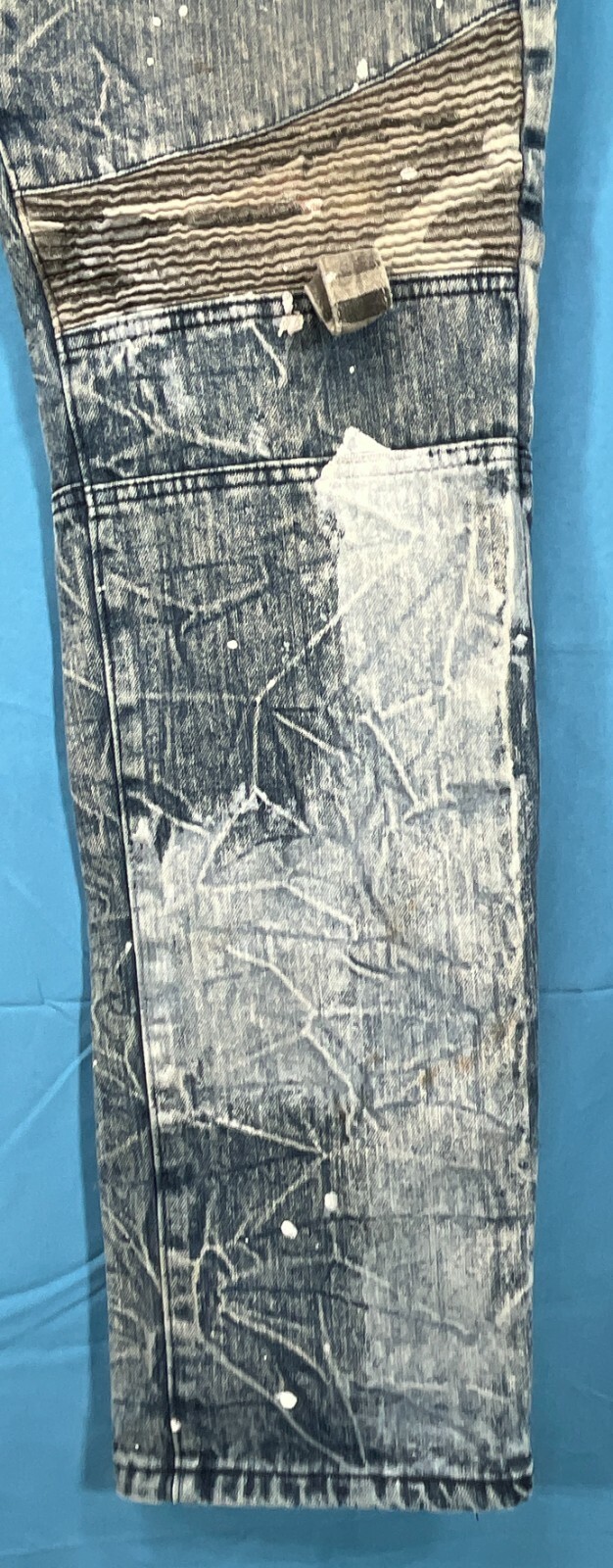 VTG ENCRYPTED Distressed ACID WASH Denim PAINT SPLATTER Zipper MOTO Jeans 38-32