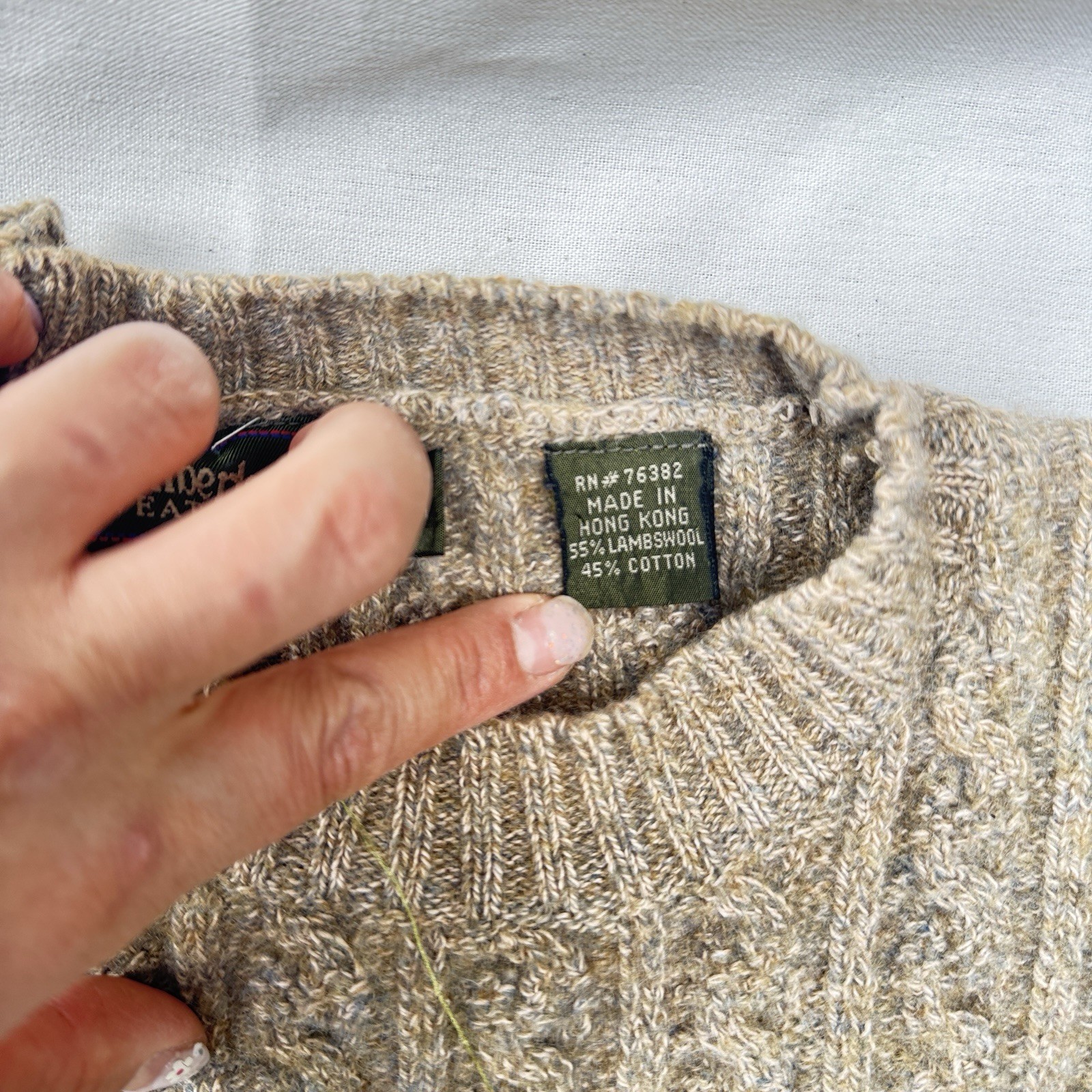Vintage Timberland Fisherman Cable Knit Sweater Mens M Beige Lambswool P2P 19