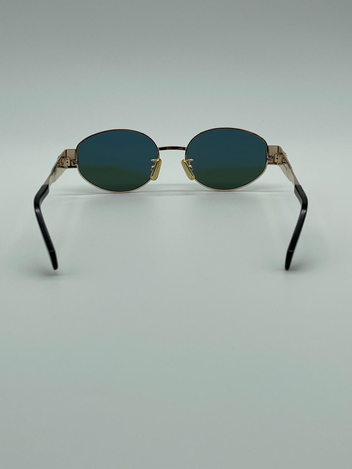 Celine CL40235U 30N Triomphe Oval Sunglasses – Gold Green Lens 100% Authentic
