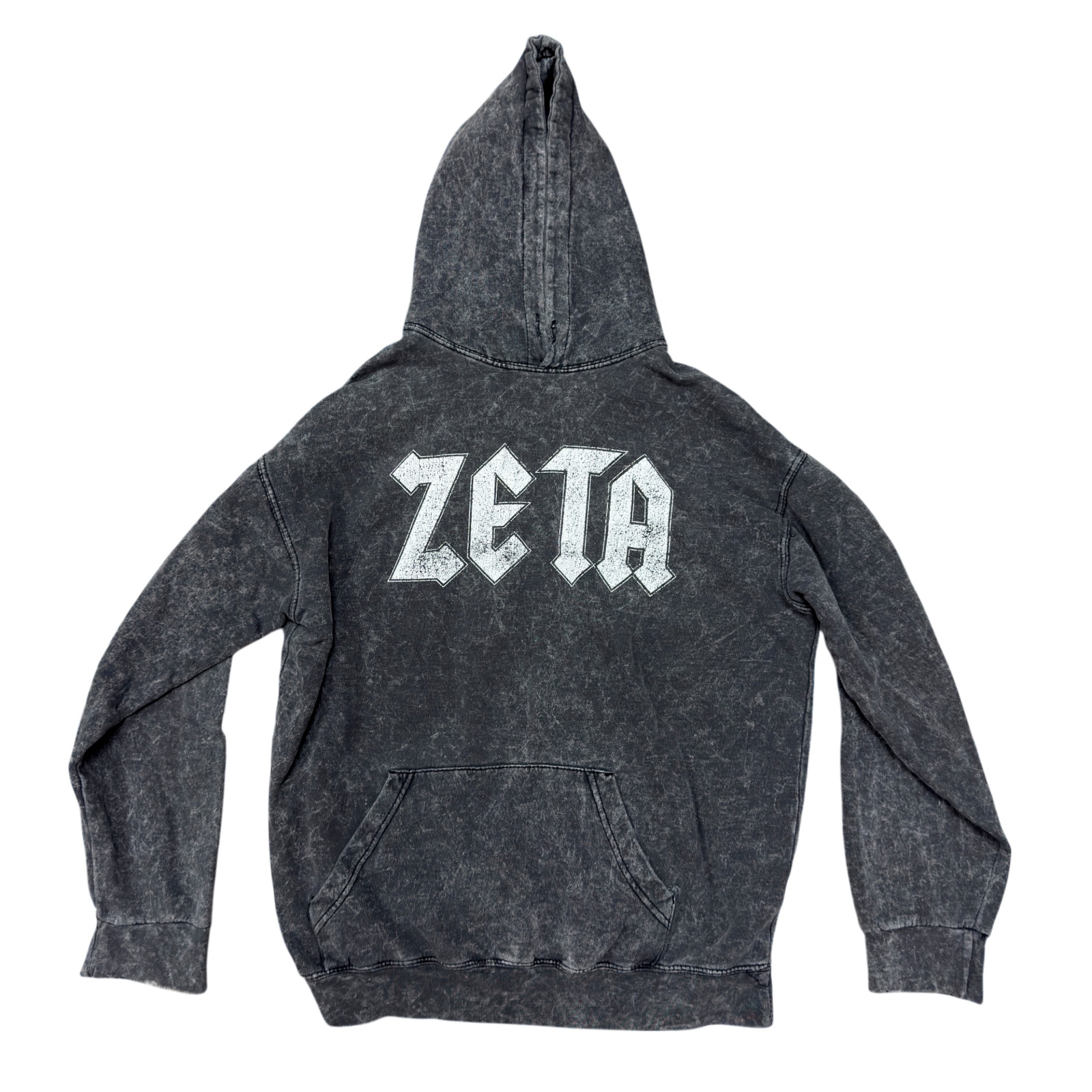 Colortone Hoodie Mens Medium Dark Gray Zeta Sorority or Fraternity Logo Pullover