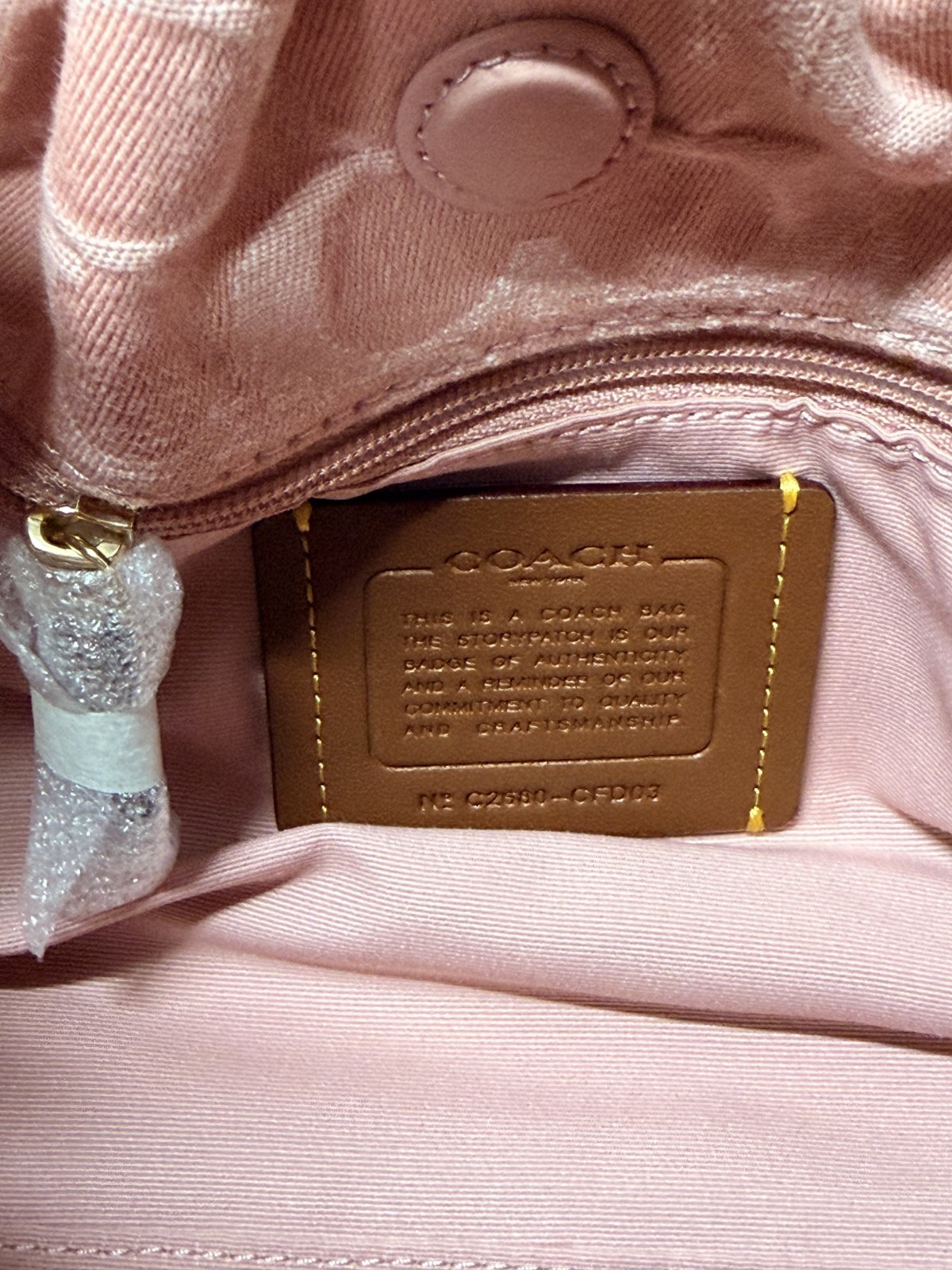 COACH Faye Drawstring Bag Signature Denim Light Pink CFD03 IMNH1 Auth New