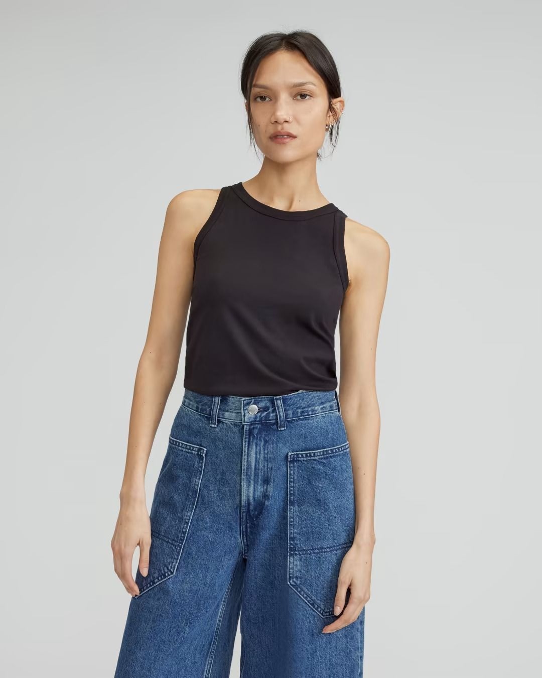 Everlane The Organic Cotton Cutaway Tank Women’s Size Small Black New With Tags!