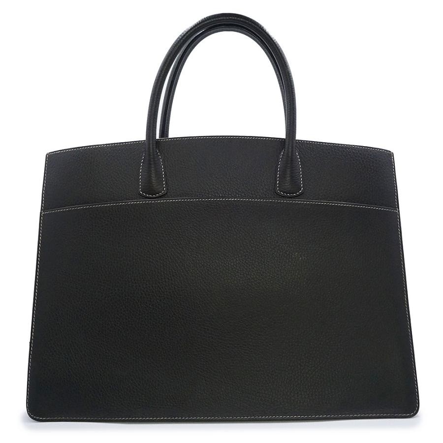 Hermes Bag White Bus GM 40 Handbag Black Fjord Leather W15.7xH11.6in B Stamp 99