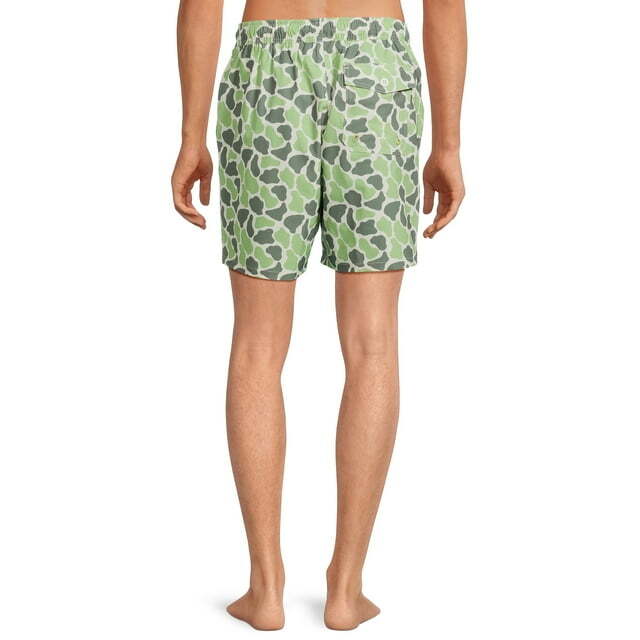 George Men’s Green Artichoke 8″ Above The Knee Stretch Swim Trunks Shorts: 2XL