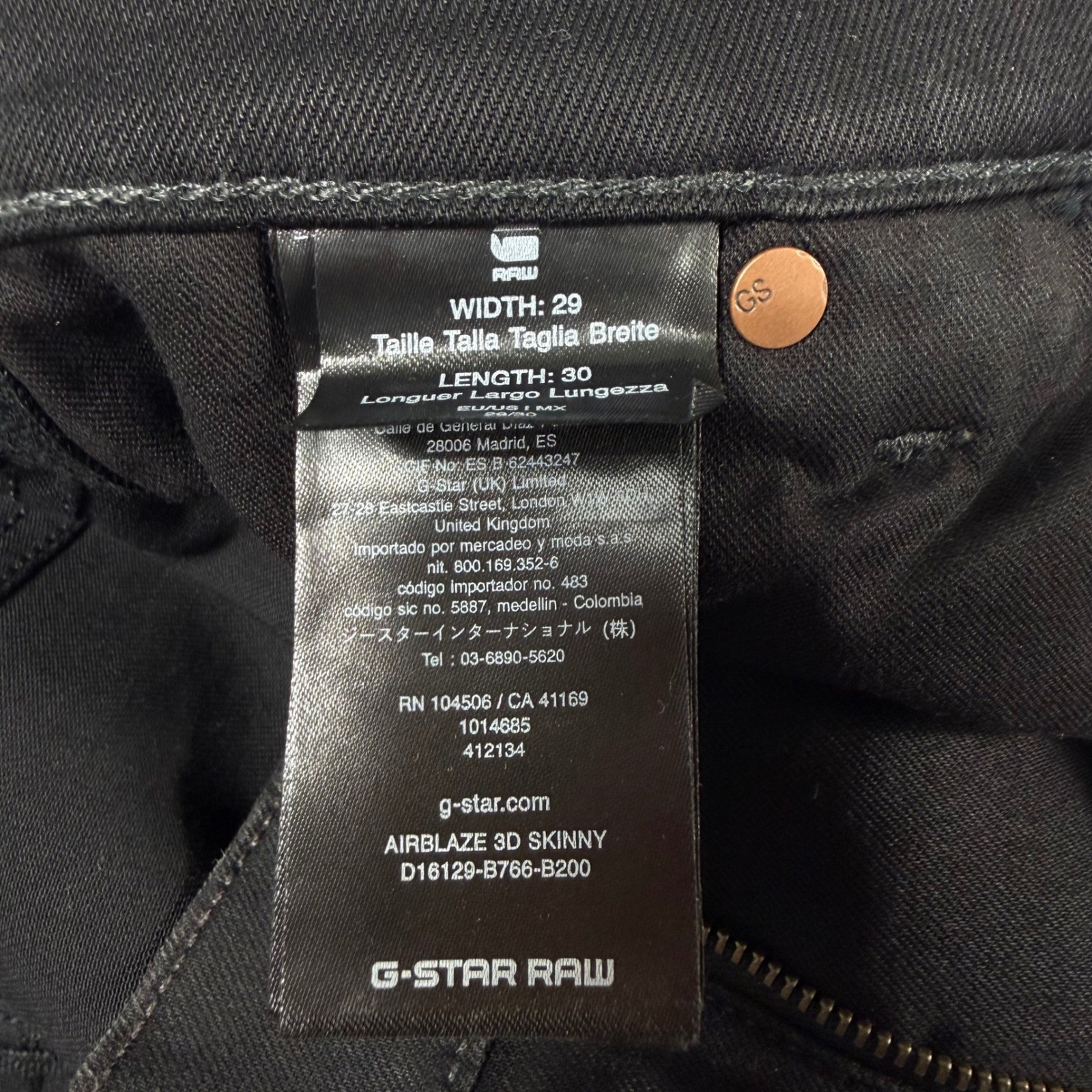 G-Star Raw Airblaze 3D Skinny Jeans Men 29×30 Black Loomer Superstretch NWT $260