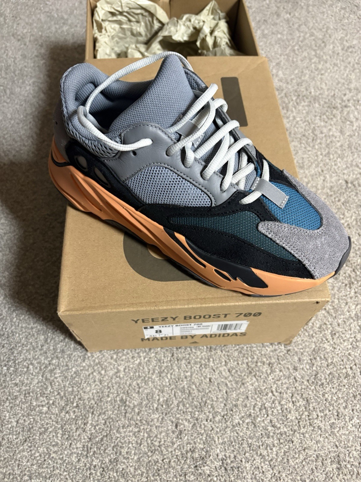 adidas Yeezy Boost 700 Wash Orange Low Top Lace-Up Colorblock GW0296