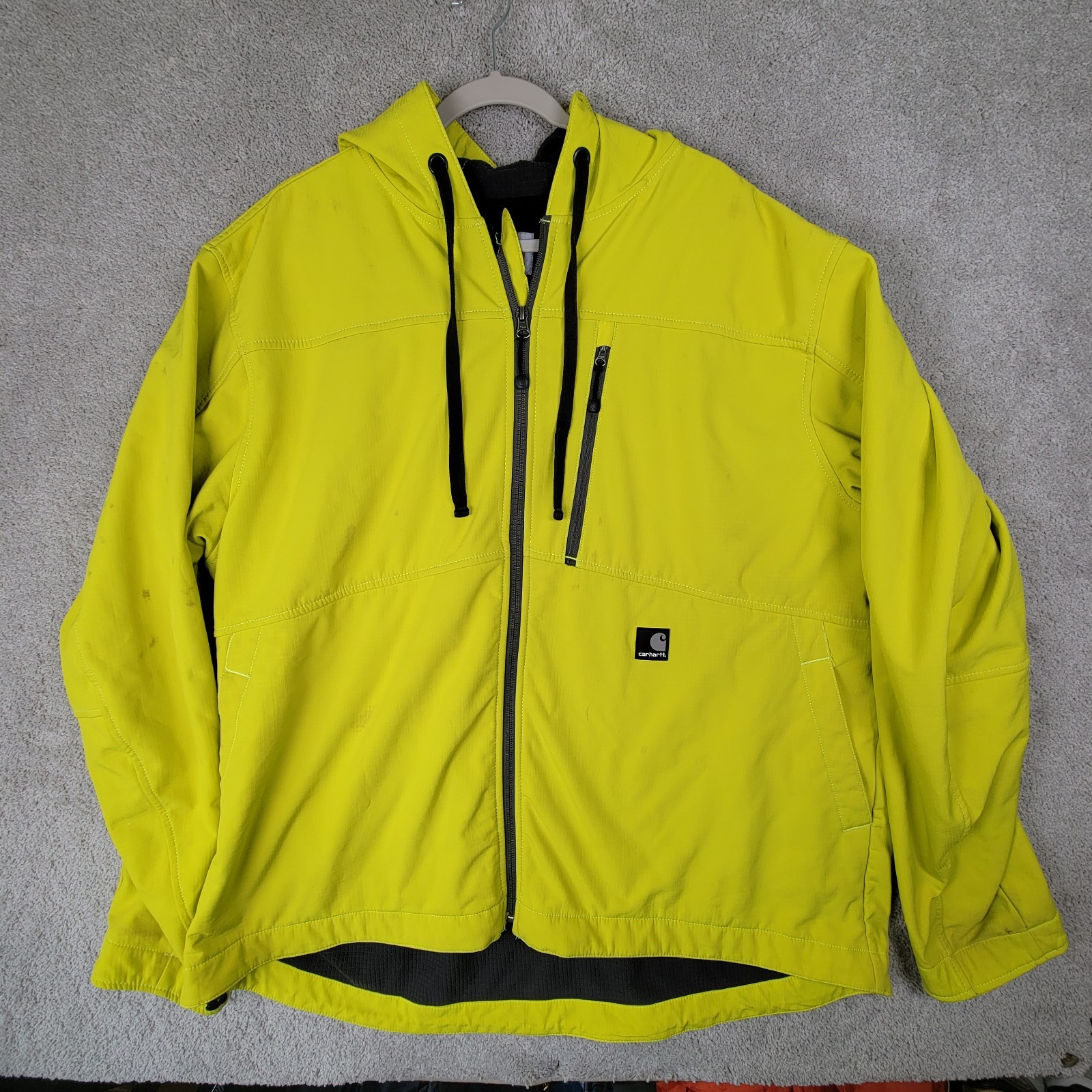 Carhartt Men’s Electric Yellow Crowley J251 Softshell Full Zip Hoodie Jacket 2XL