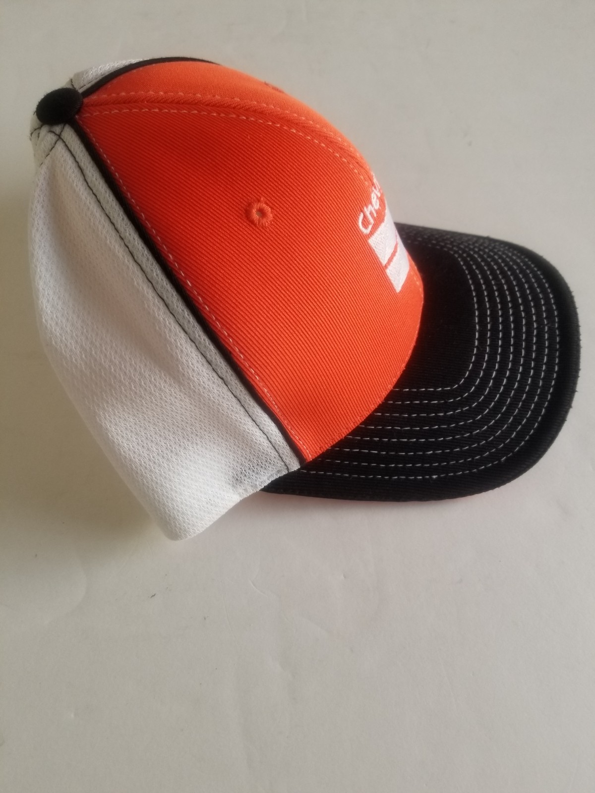Chevron Orange/White/Black Baseball Cap Embroidered Ad Logo LG/XL