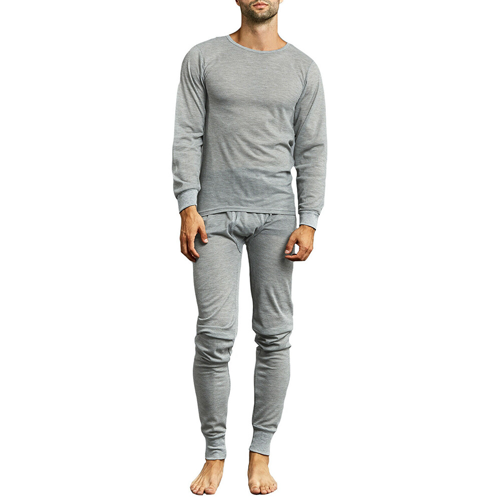 Knocker Men’s Thermal Underwear Waffle Knit Long John Top and Bottom 2 PC Set