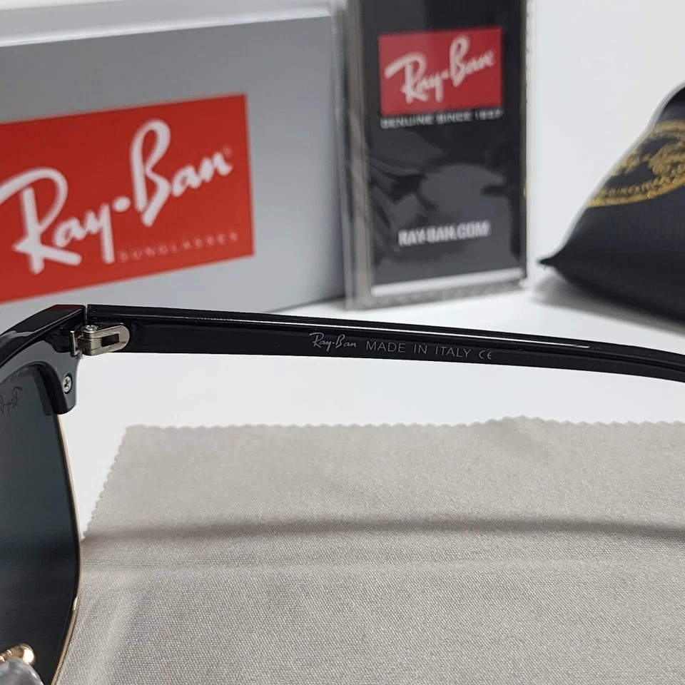 Ray-Ban RB3016 Black Clubmaster Sunglasses Gray Glass Lens 51-21mm Men Women