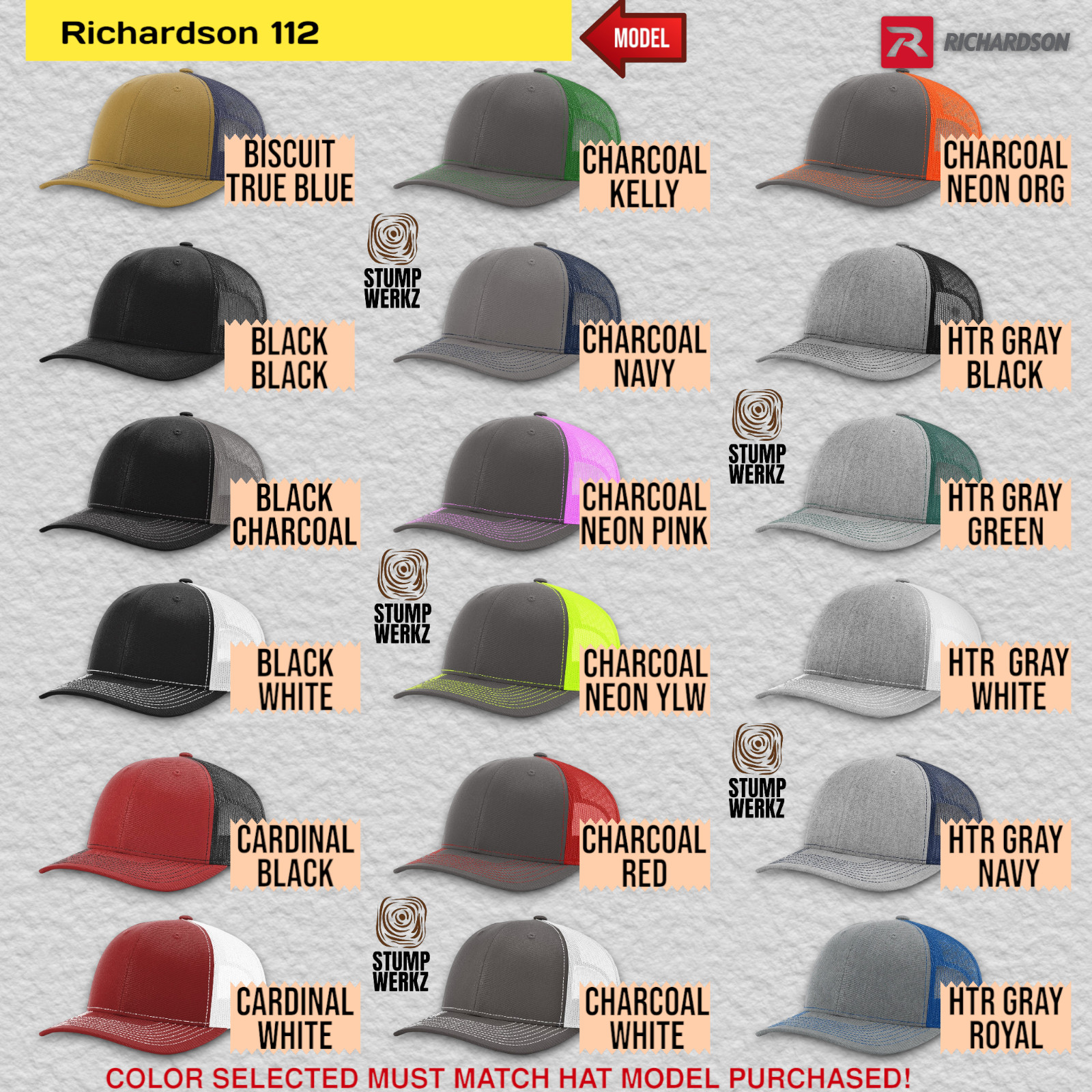 Custom Personalized Hat Baseball Cap Trucker Richardson 112 312 168 Logo Promo