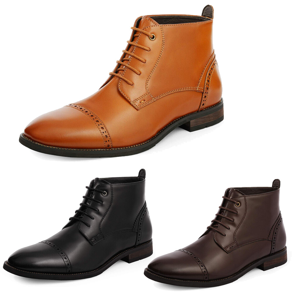 Men’s Dress Ankle Boots Cap Toe Oxford Derby Dress Party Wedding Boots US 6.5-15