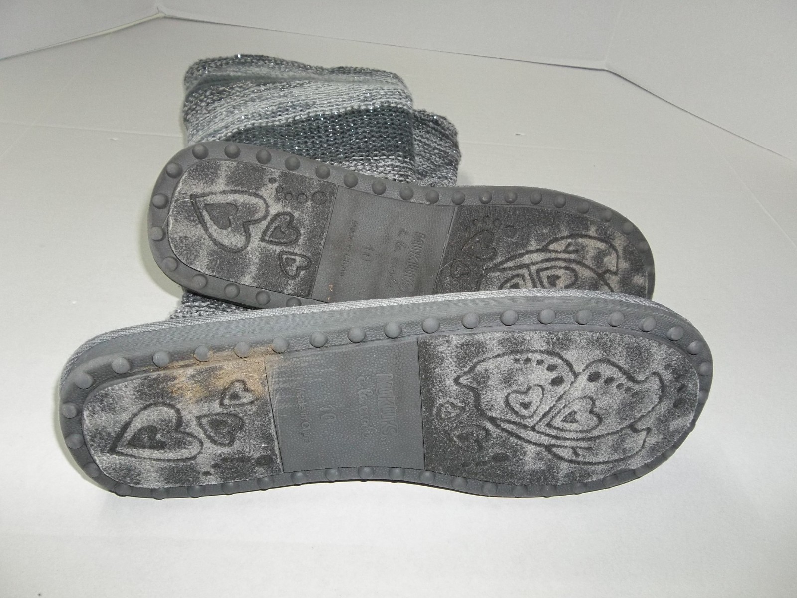 Womens Muk Luks A La Mode Boots Size 10 Gray Sweater Knit Boots Button Up