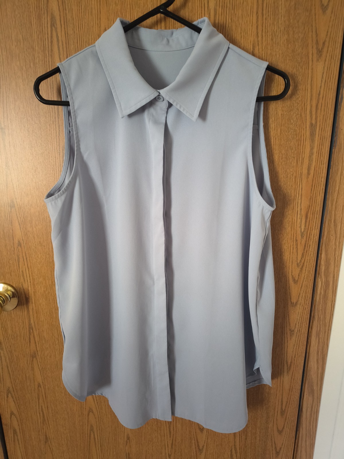 Lyaner New Ladies Blue/ Beige Sleeveless Button Down Dressy Top XL/XXL Pleated