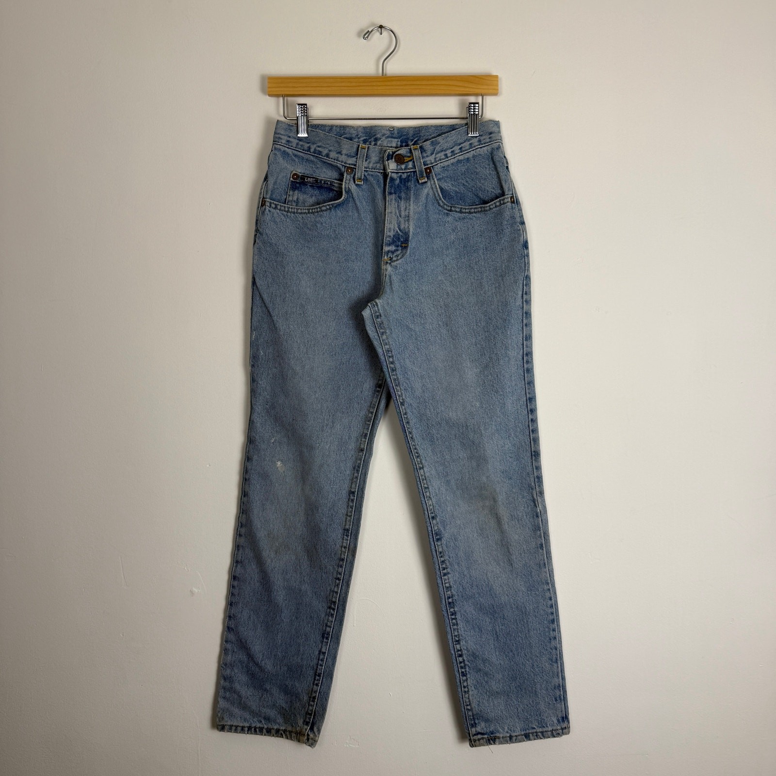 Vintage 90s Lee Denim Blue Jeans Light Wash Faded Slim Straight Leg Grunge 29×30