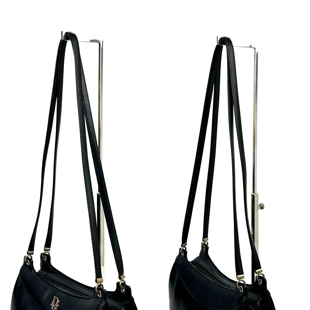 Christian Dior Bag Condition Dior Shoulder Trotter Gold Hardware Leather Black