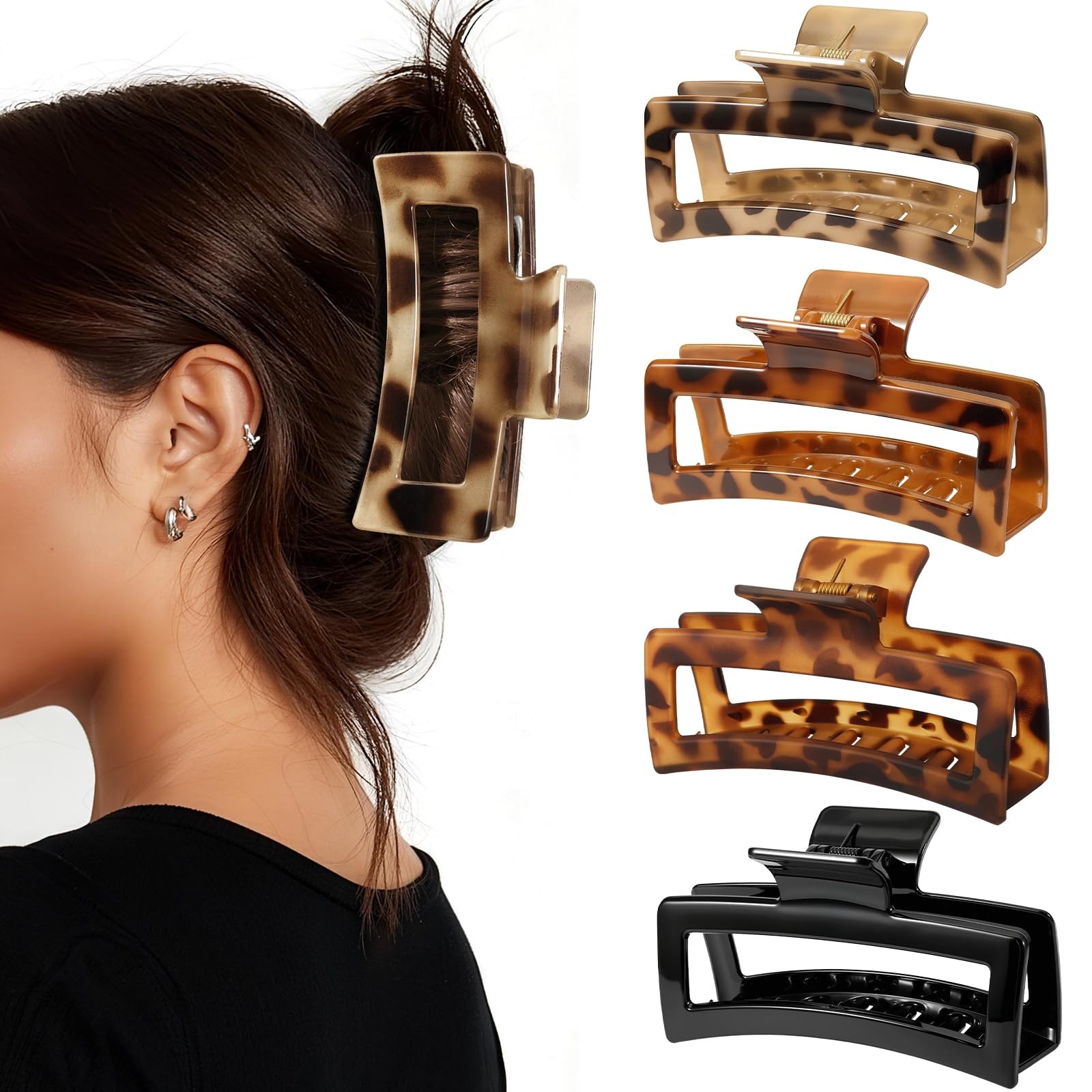 4 Pack 5 Inch Extra Large Claw Clips for Thick Hair, Jumbo Tortoise Shell Cla…