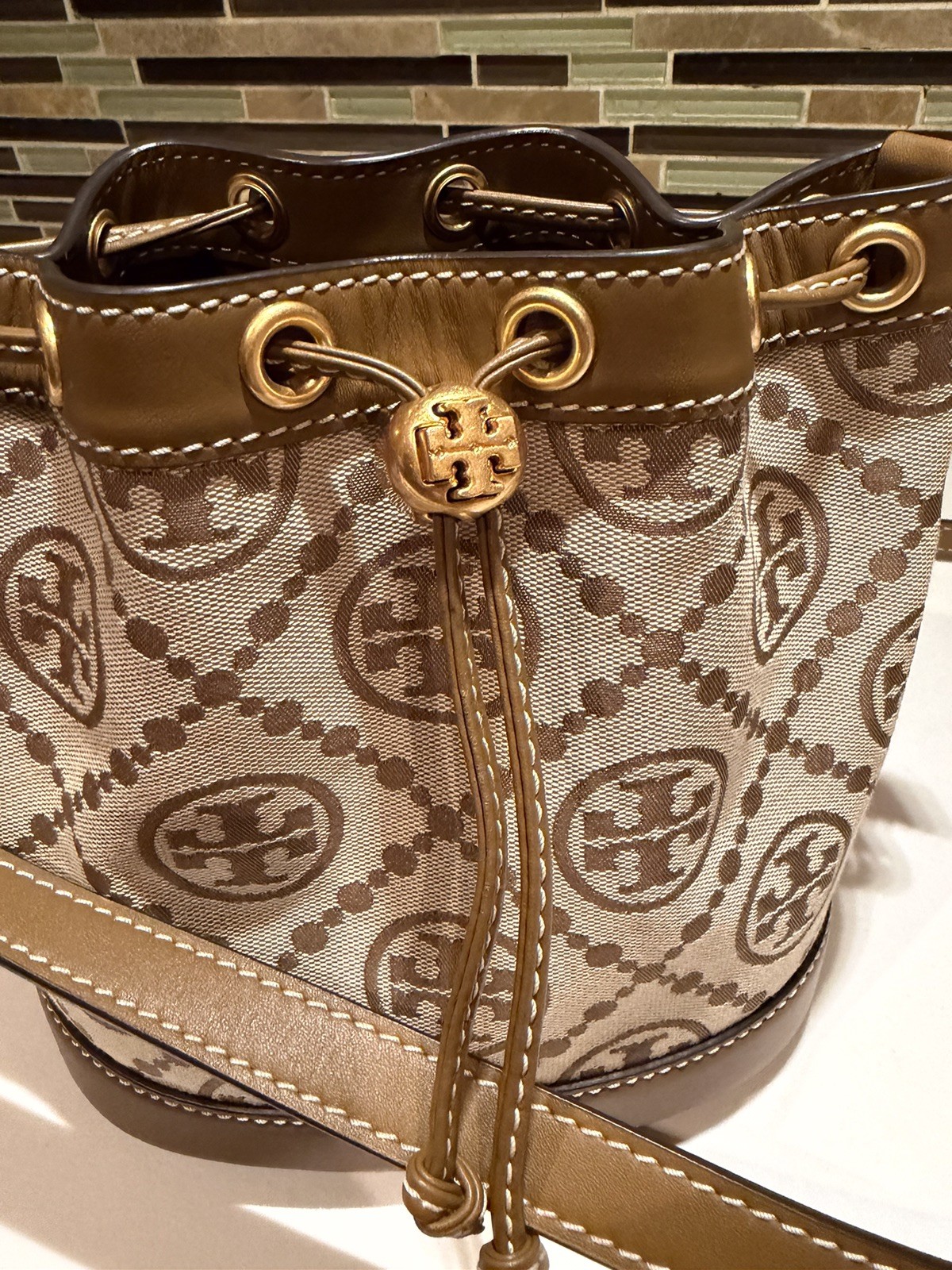 Tory Burch T Monogram Jacquard Bucket Bag