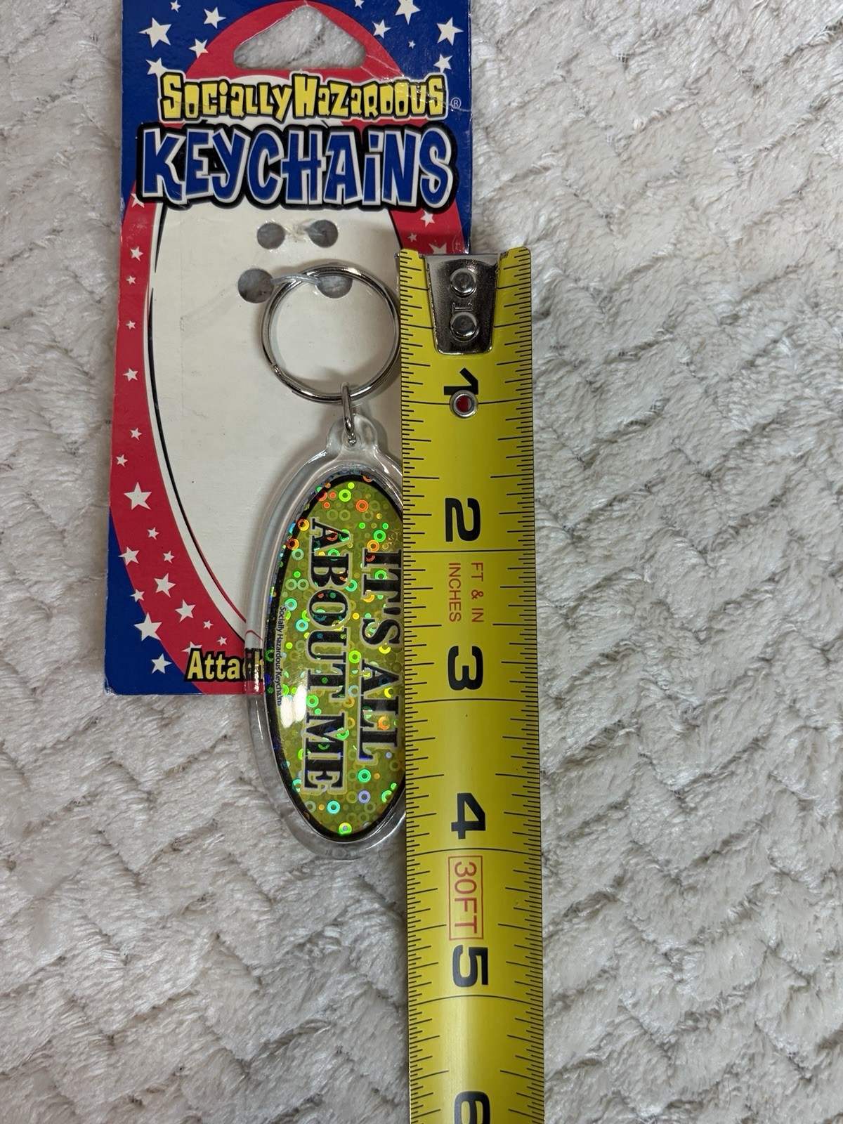Vintage Y2K Socially Hazardous Keychain It’s All About Me Deadstock Holographic