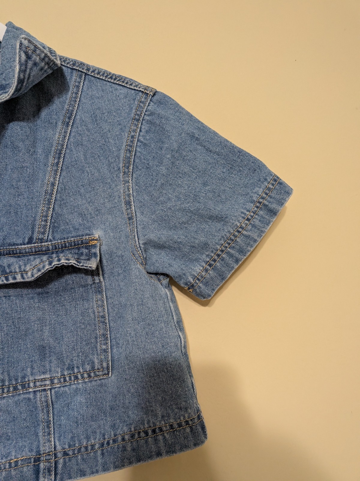Y2K Boxy Cropped Denim Vintage Style Streetwear Jean Top With Pockets