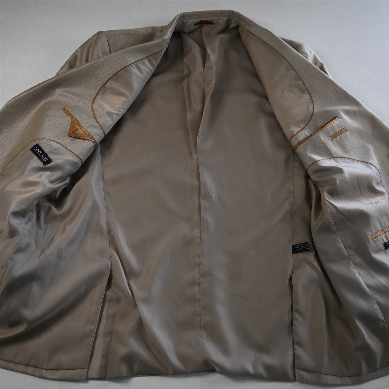 Lineage 46L 38×30 Khaki Herringbone High Performance Mens Jacket Pants Suit