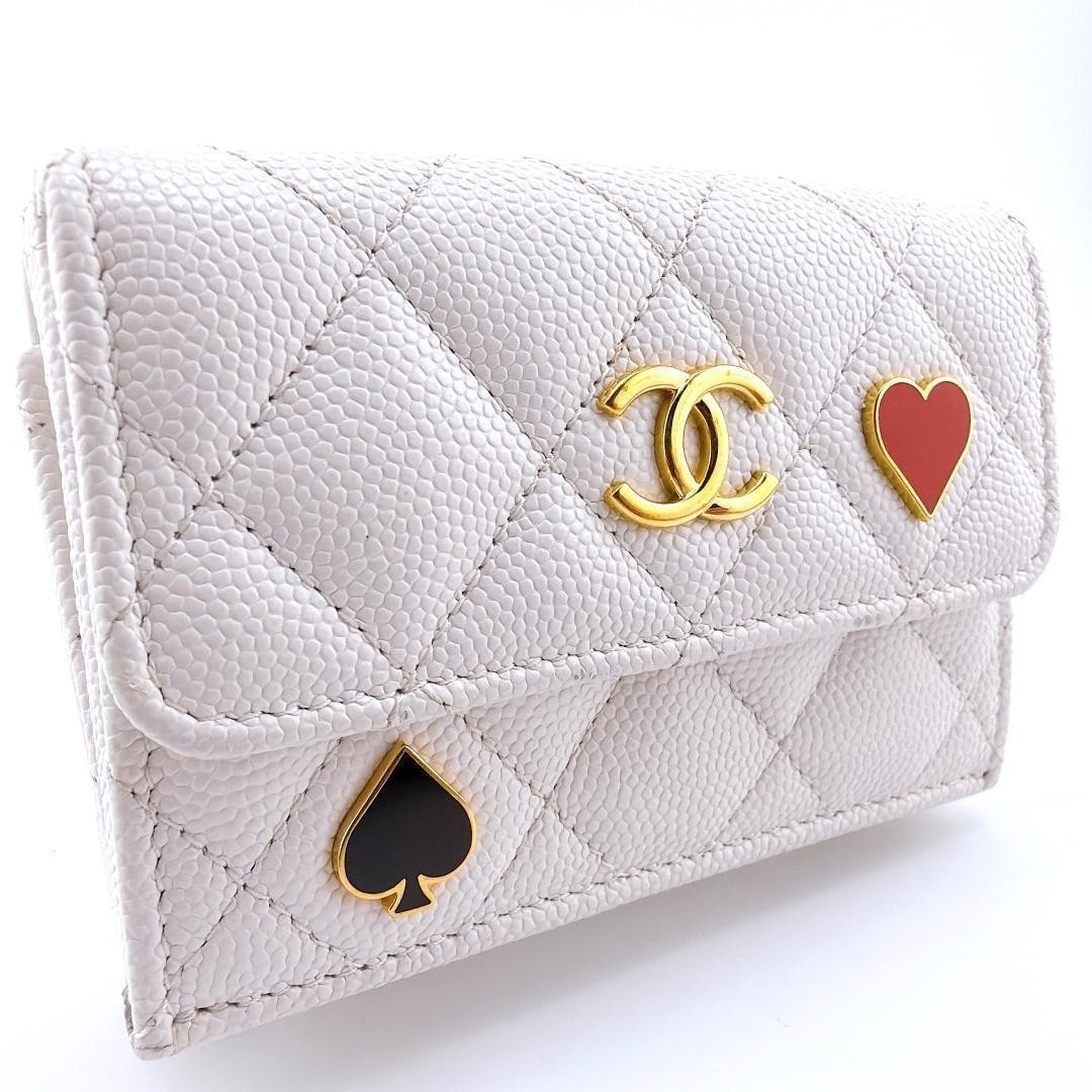CHANEL Matelasse Nano Caviar Trifold Wallet White 2023 Cruise Authentic Japan