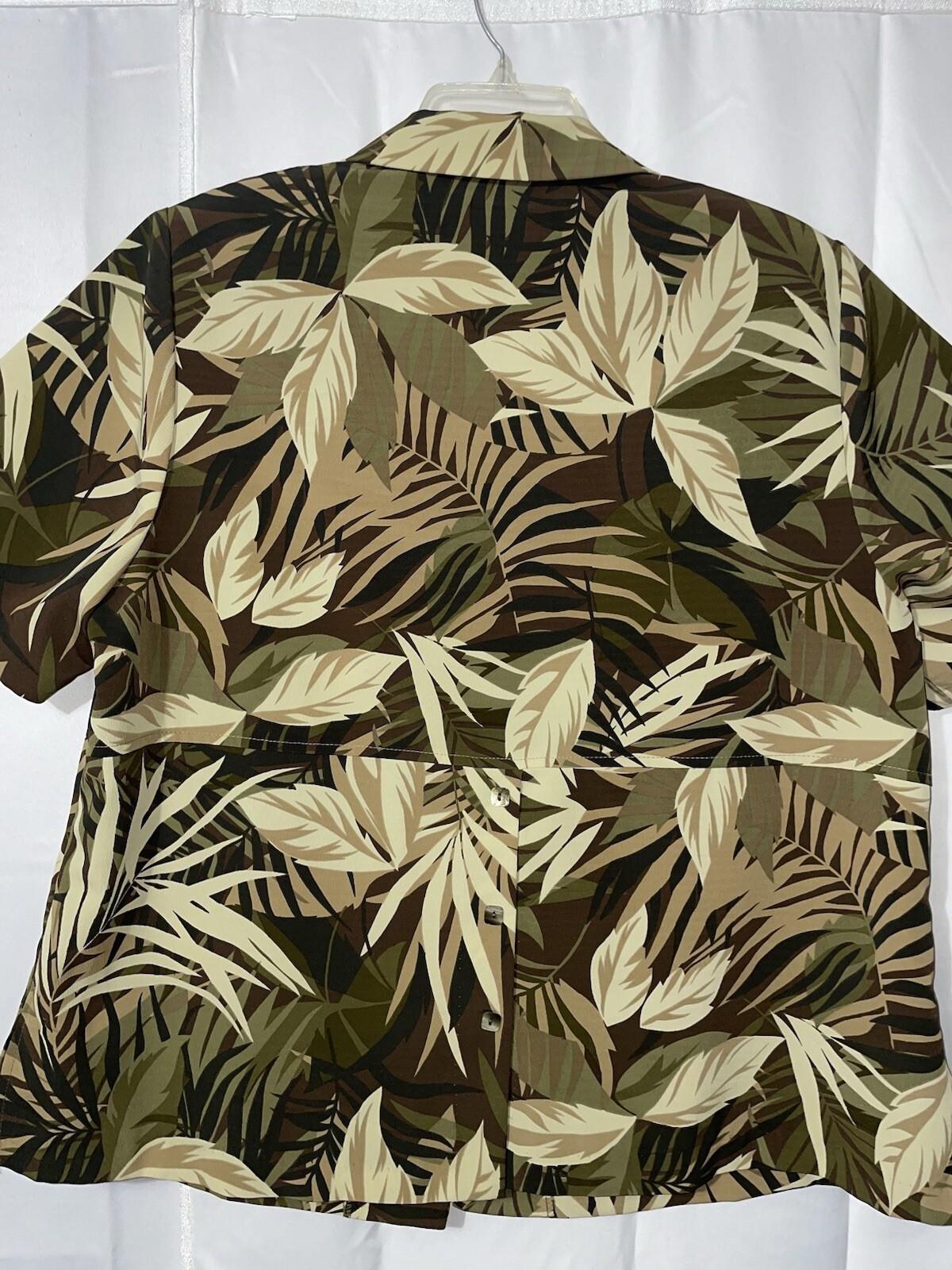 Vintage Studio C Green Tropical Button Up Top Shoulder Pads Hawaiian Sz 18