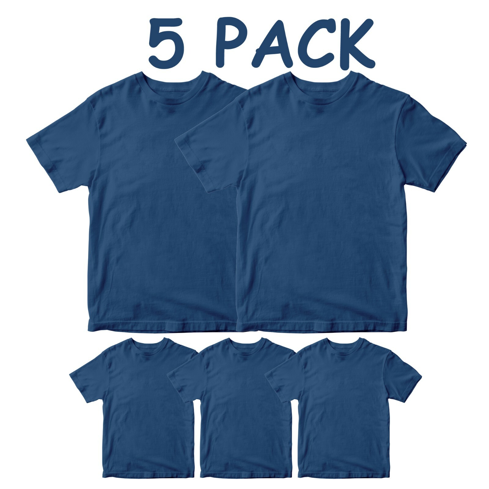 5 pack Plain T-shirt Unisex Premium Cotton Crew Neck Round t-shirt Gifts Top