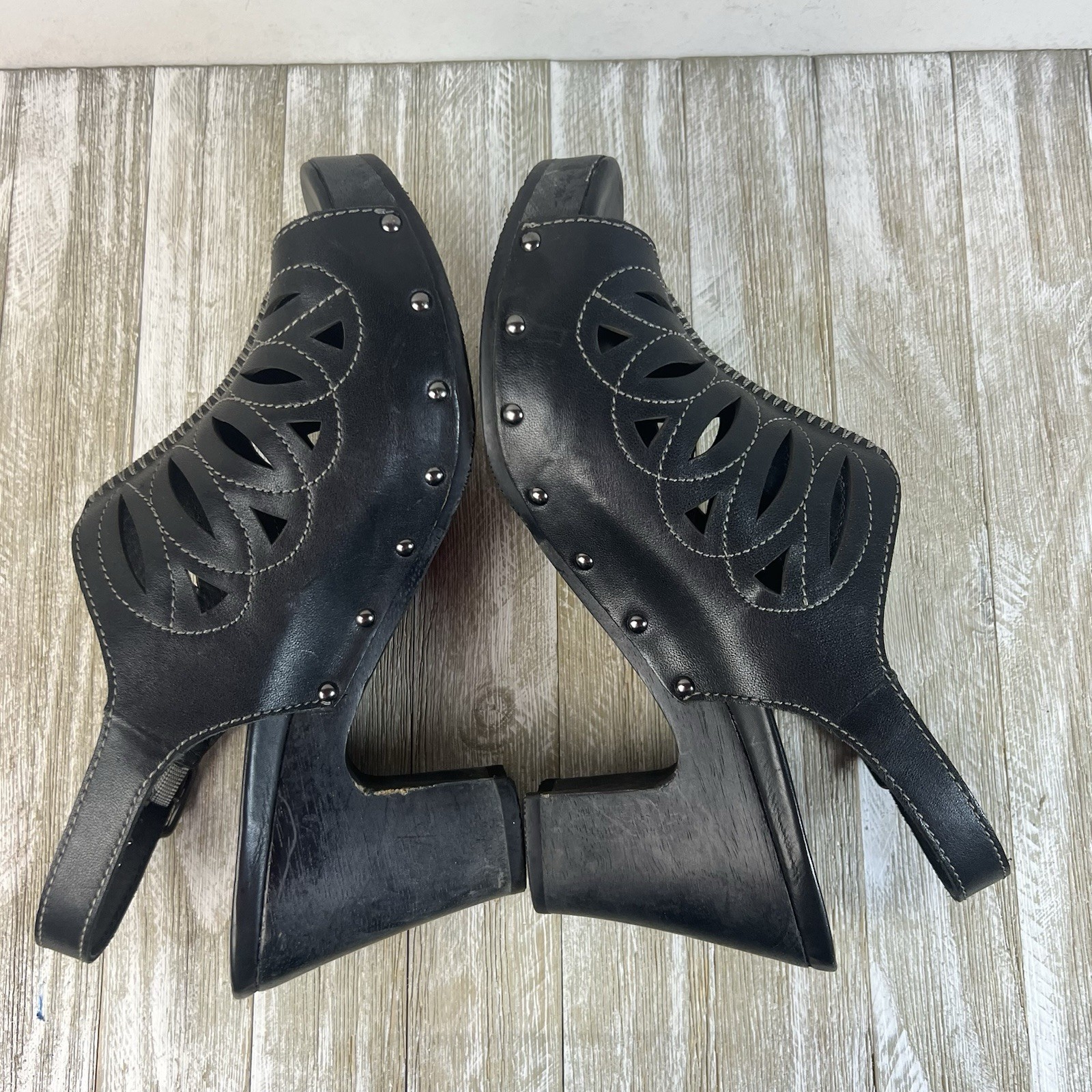 Dansko Sandals 40 Rowena Platform Slingback Boho 9.5/ 10 Black