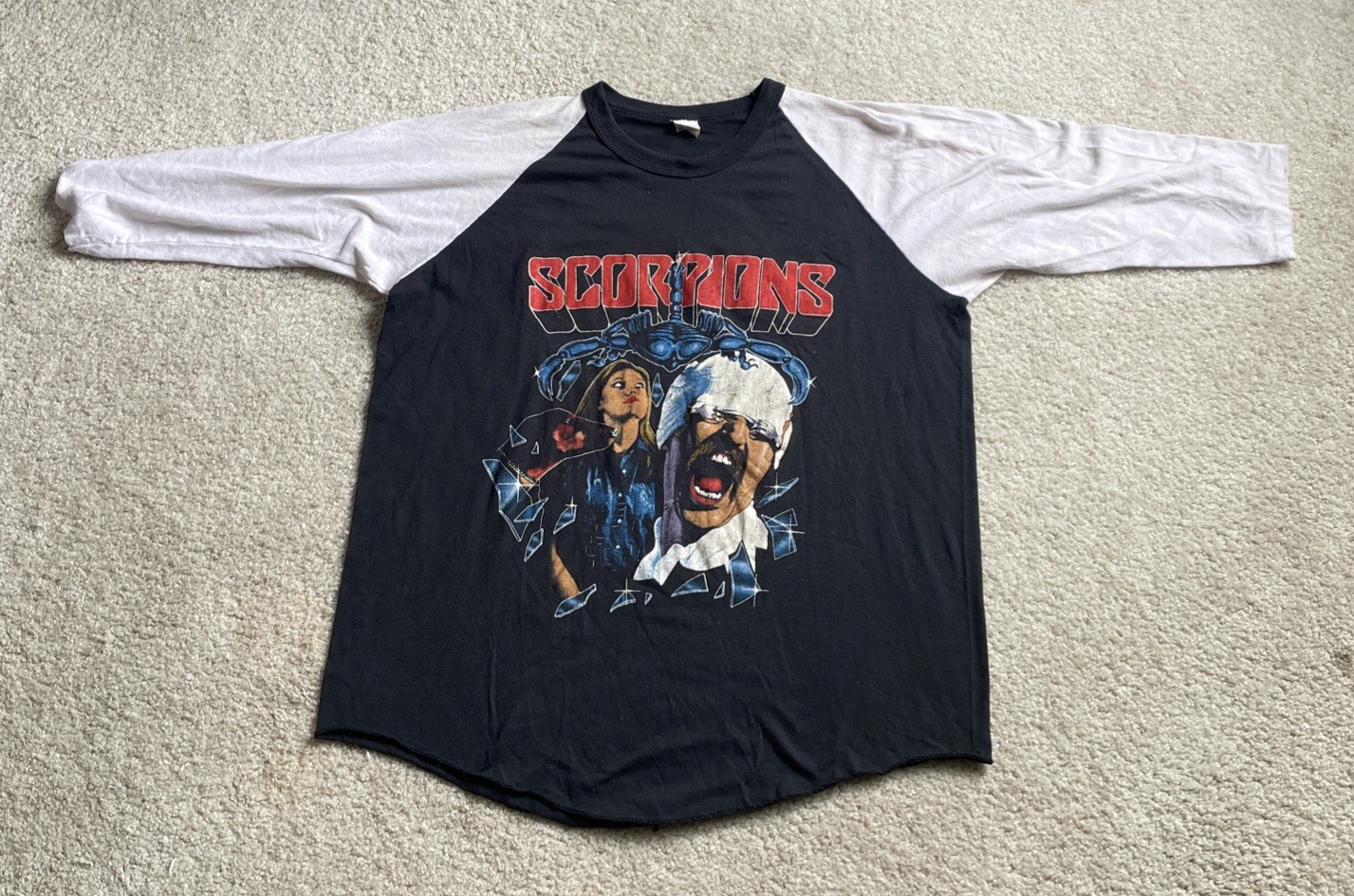 Vintage Raglan Scorpions 1984 U.S. Tour Concert Double Sided T-Shirt-X-Large