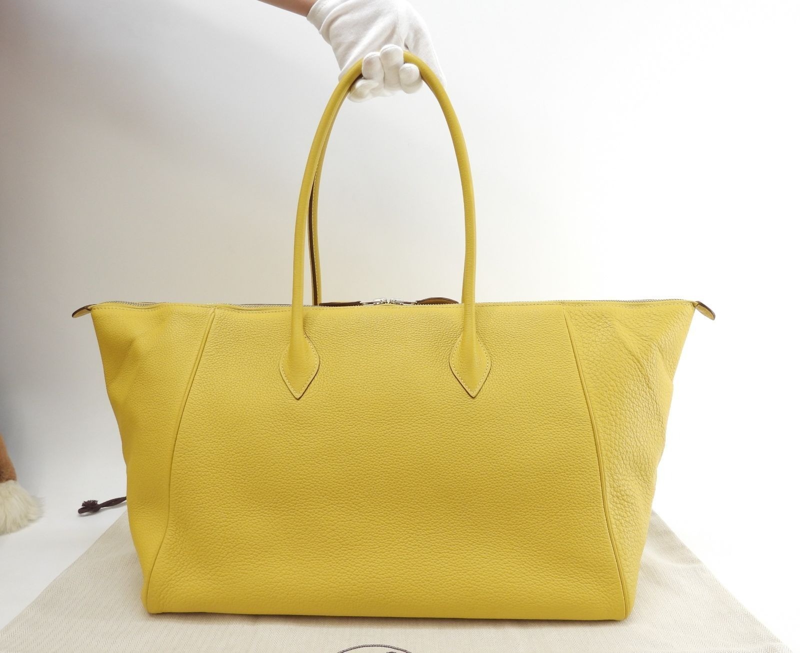 Hermes Paris Bombay 40 Tote Bag Taurillon Clemence Yellow 21.6*10.2*7 inch