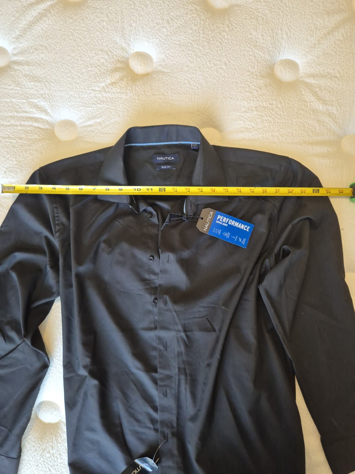 Nautica Slim Fit Performance Dress Shirt Black XL 17-17 1/2 34/35 Long Sleeve