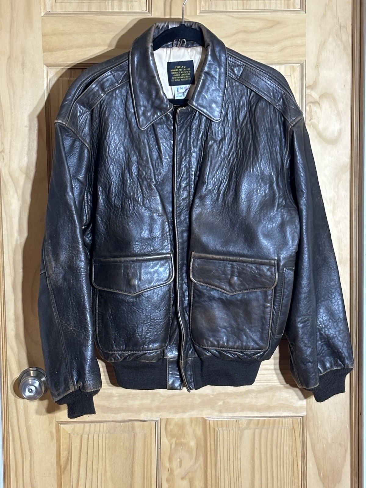 Avirex A-2 Leather Jacket Bomber Jacket Vintage, USA US Army Air Forces