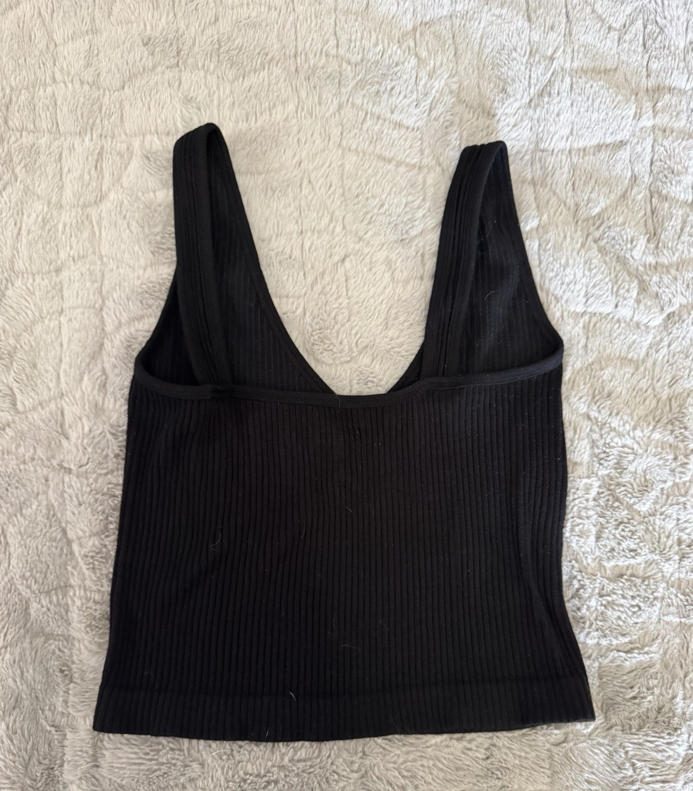 Free People Intimately Solid Rib Brami Black XS/S V-Neck Cropped Tank Top