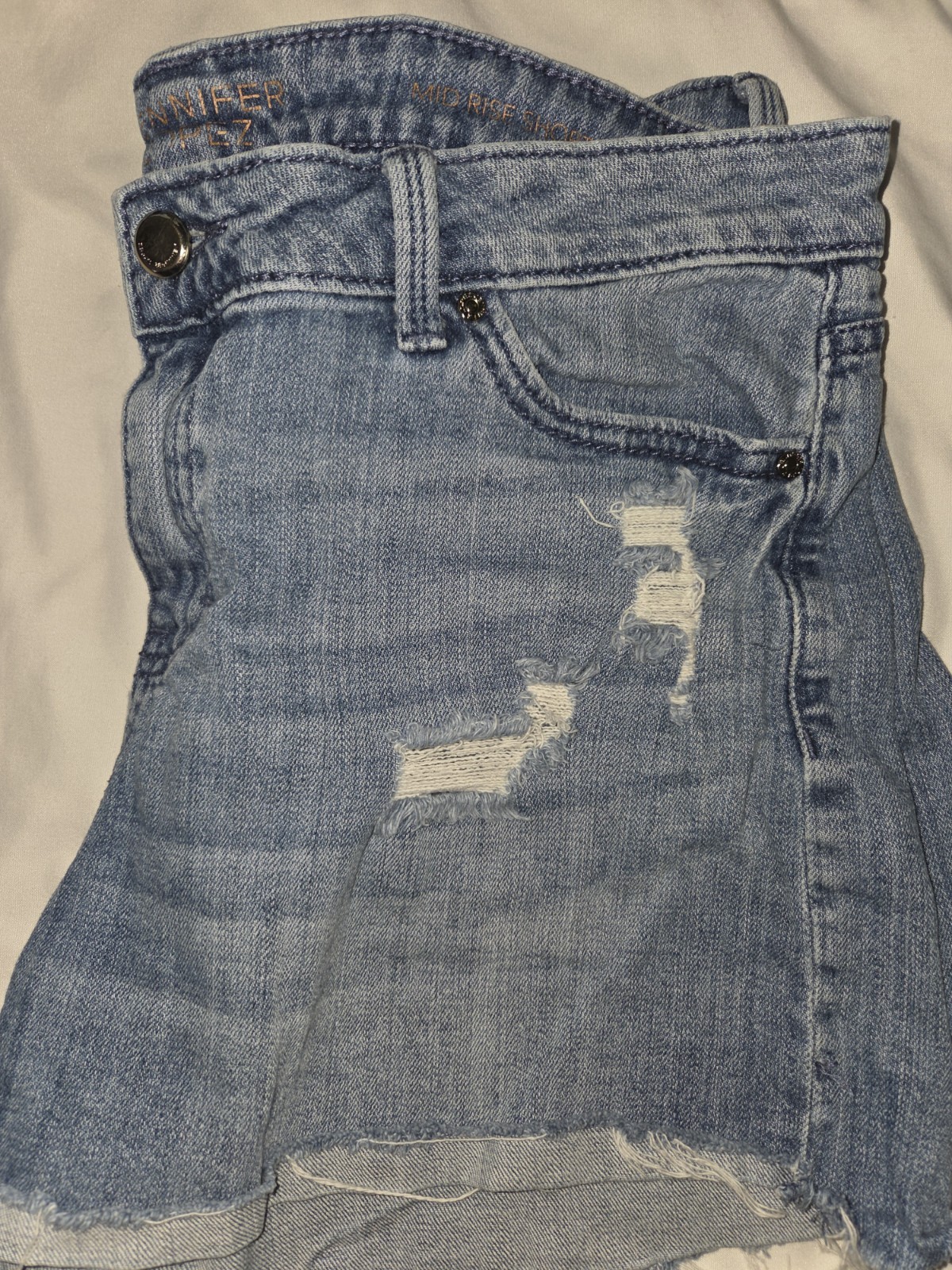 American Eagle Relaxed Short Womens 12 Light Wash Distressed Denim Cutoff Shorts