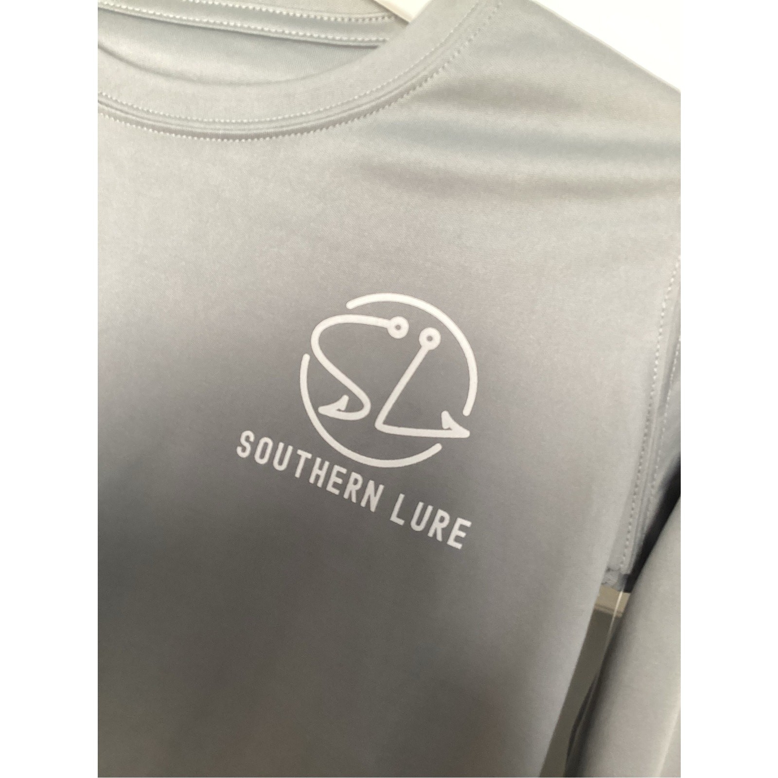 New Southern Lure Youth Long Sleeve UV50 Performance Tee Shirt Gray Size Small