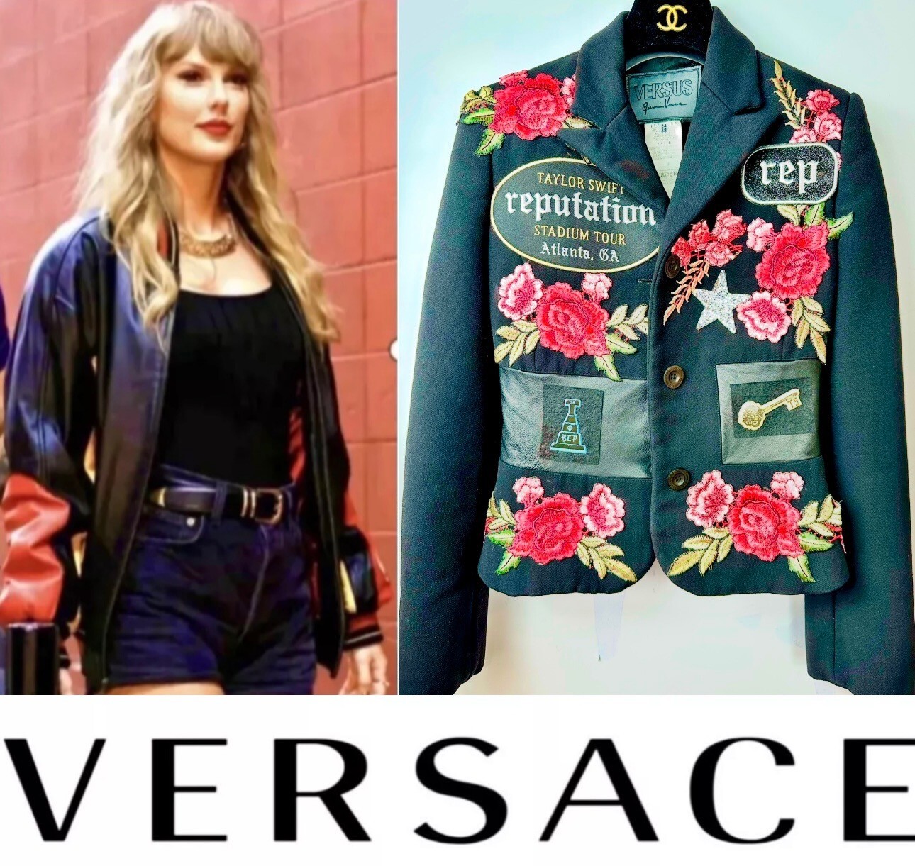 Versace Taylor Reputation Era Concert Costume Patch Jacket 36 38 0 2 Girl XS S M
