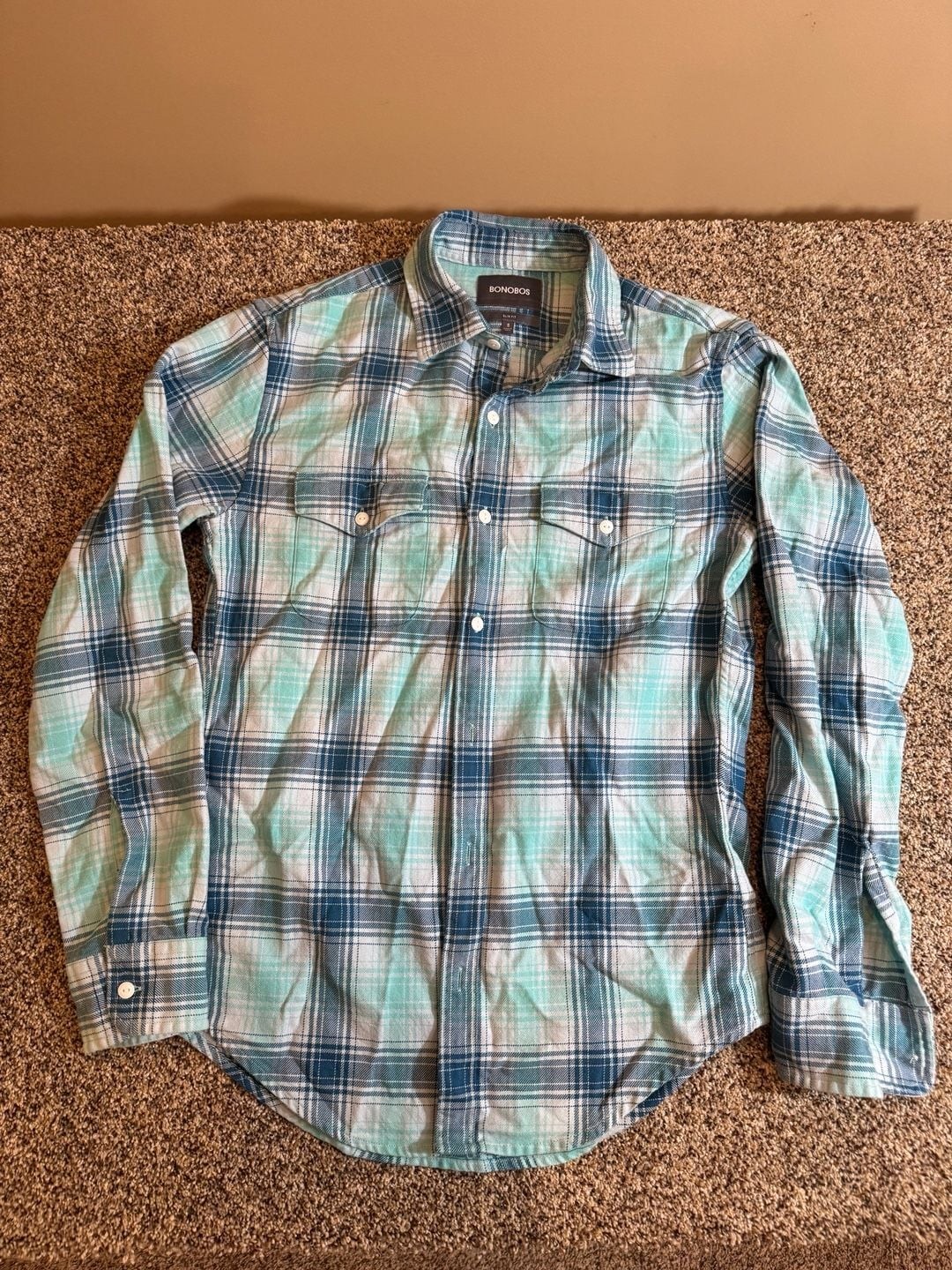 Bonobos Slim Fit Navy and White Check Dress Shirt