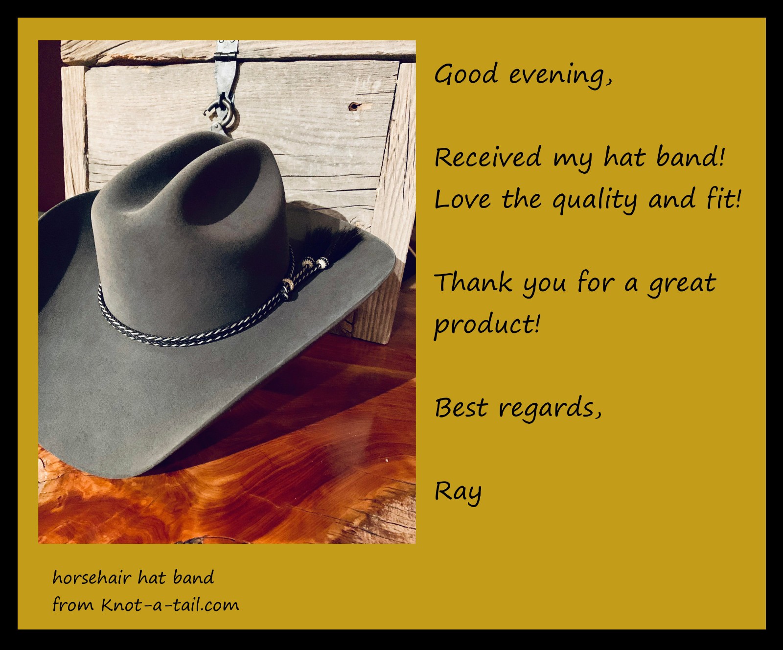 Horsehair hat band, stunning Gray-black, Adjustable Cowboy horsehair hat band