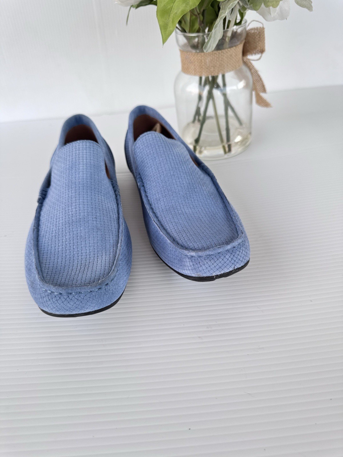 Alfani Men’s Kendric Leather Square Toe Moccasins Denim Blue Size 11M NEW IN BOX