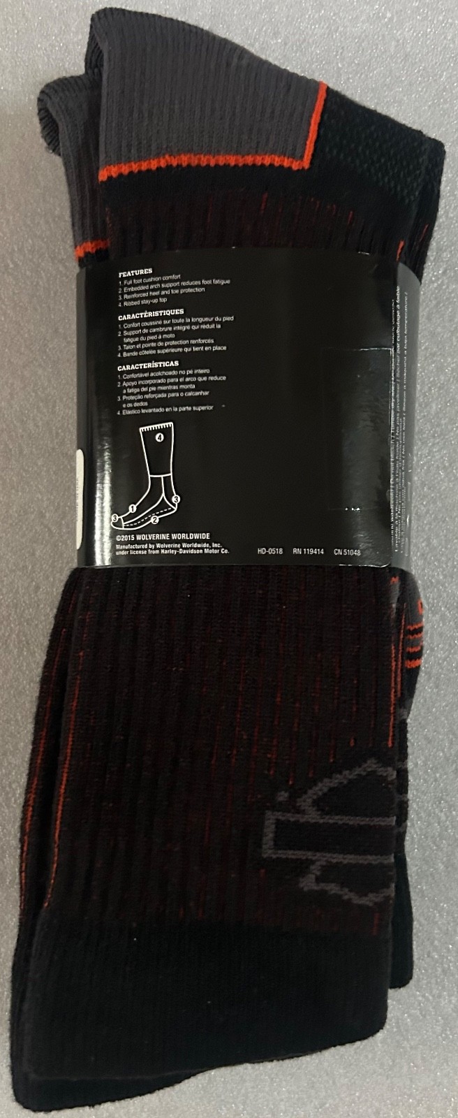 2 Pack USA Made Harley Davidson Motorcycle Reinforced Riding Socks Size 9-13 CC