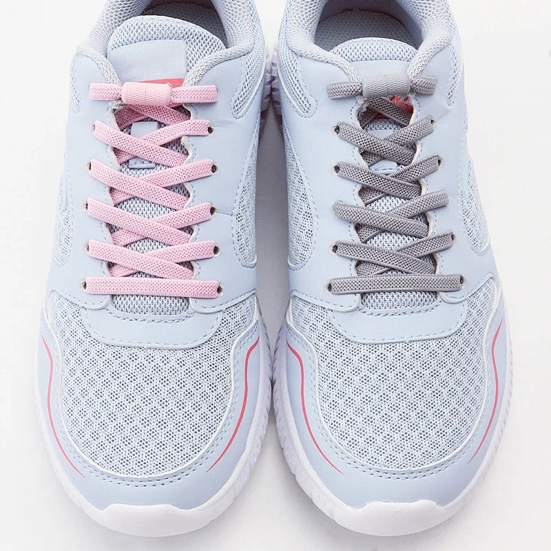 1/2 Pair Flat Elastic Shoe Laces Kids Adult Quick Shoelace Metal Capsule Buckle