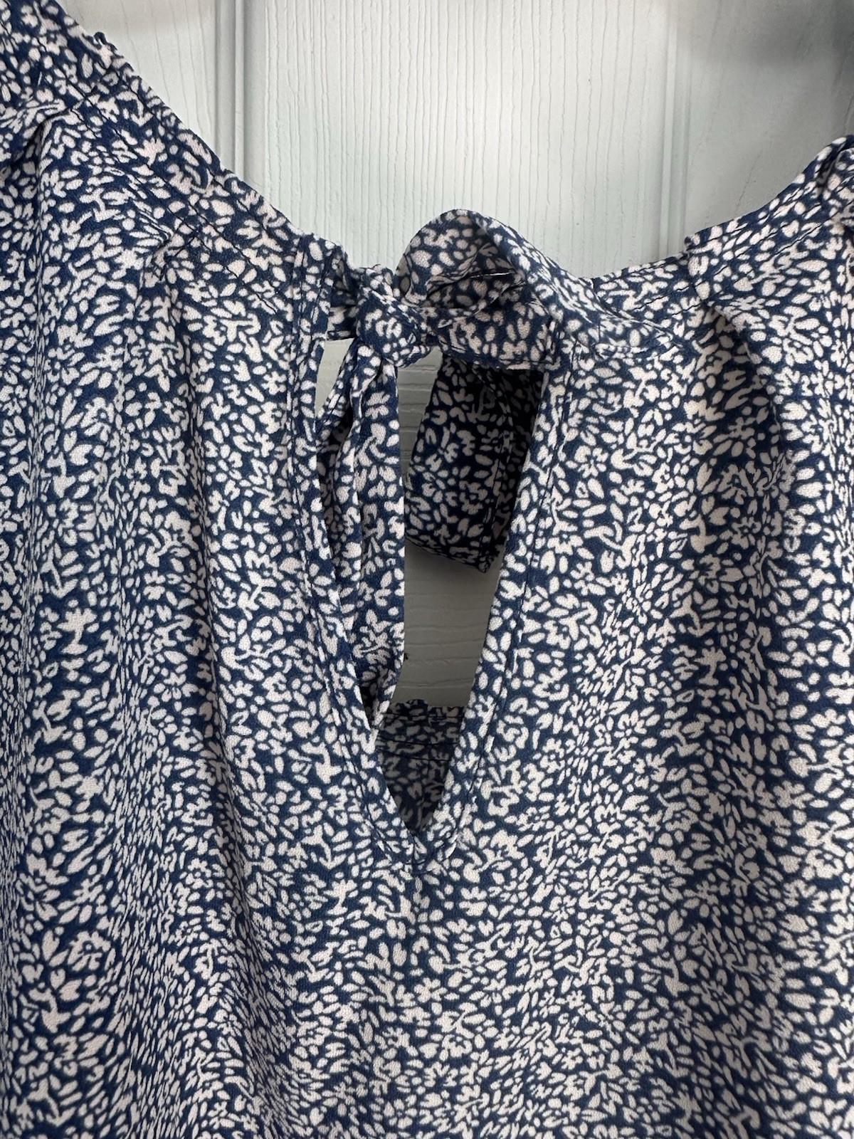 LC Lauren Conrad Blouse Womens XL Pink Blue Floral Cap Sleeve Tie Back Top