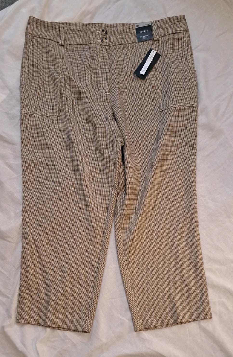 M&S Retro 40s 50’s style Straight High Rise 7/8 check Women’s Trousers UK 20