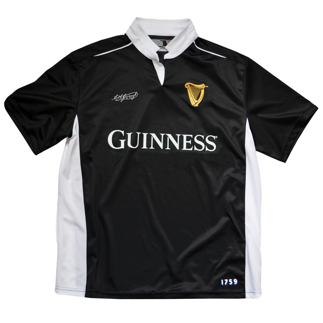Guinness Black/White Performance Men’s Short Sleeve Rugby Shirt