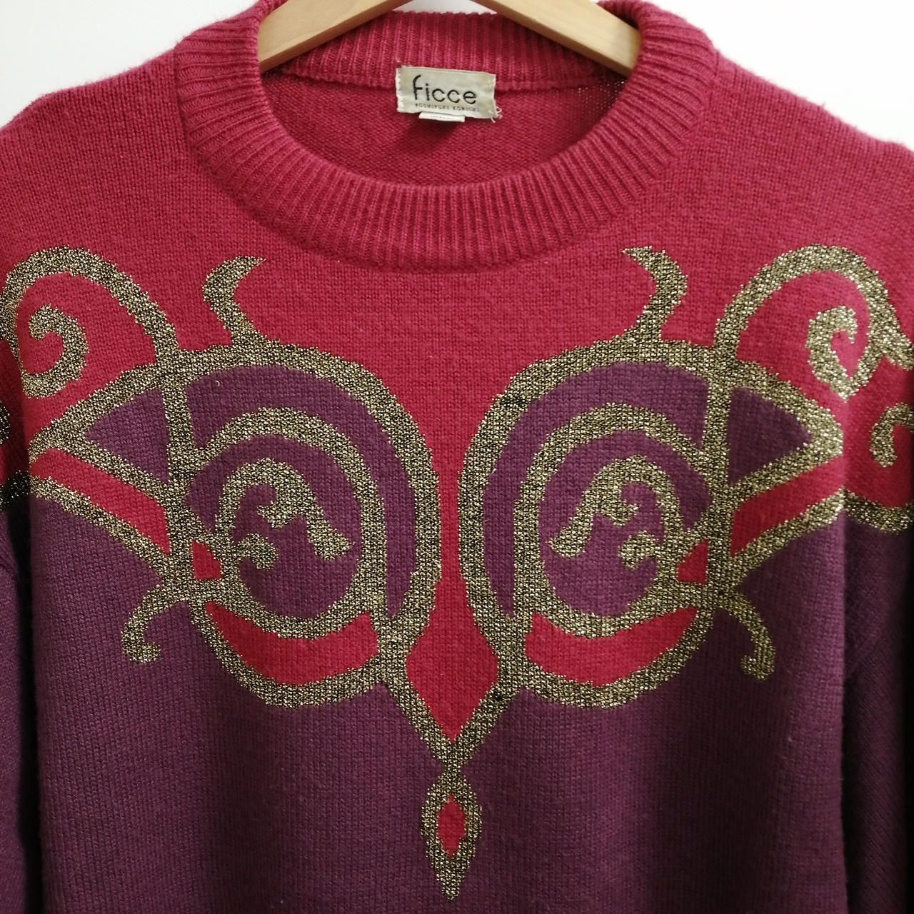 FICCE Wool Blend Pullover Knit PPL×RED Used