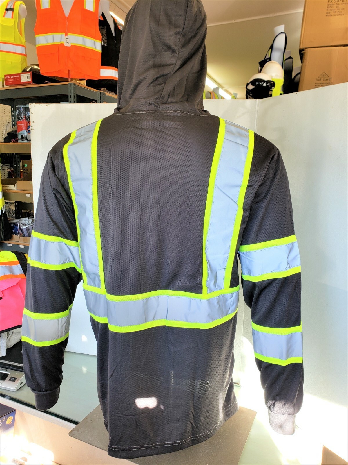 Gray High Visibility Reflective,Safety Shirt with hoodie / HOODIE SHIRT